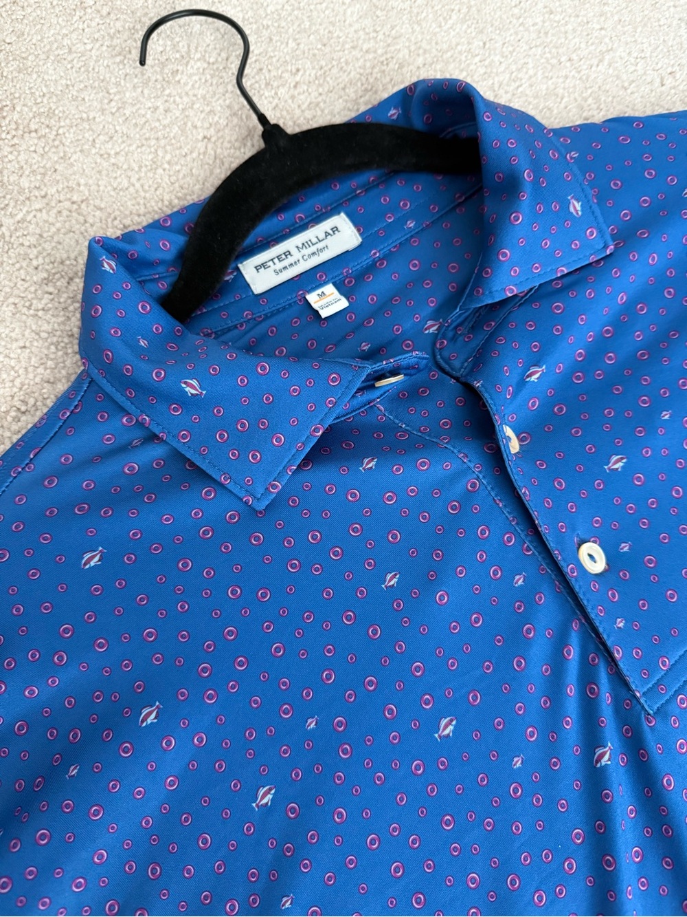 Peter Millar Crown Sport Summer Comfort Fish Performance Polo Men's- size M